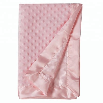 Fleece Textured Dot Blanket With Satin Trim Pink 30" X 40"