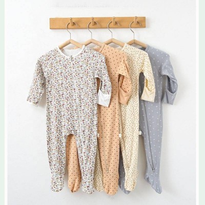 Organic Cotton Newborn Sleepsuit Baby Footie Romper Zipper Sleeper Jumpsuit Baby Clothes